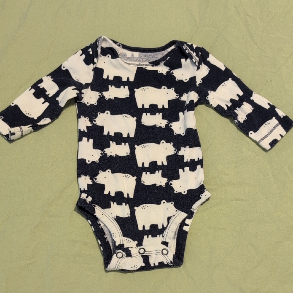 Carter's Navy and White Bear Pattern Bodysuit